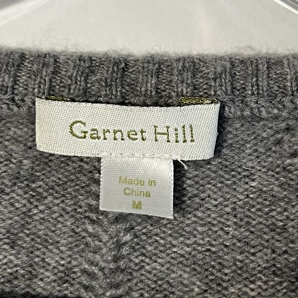 Garnet Hill Sz M Cashmere Pointelle Detail Pullover Sweater Gray - Picture 6 of 8